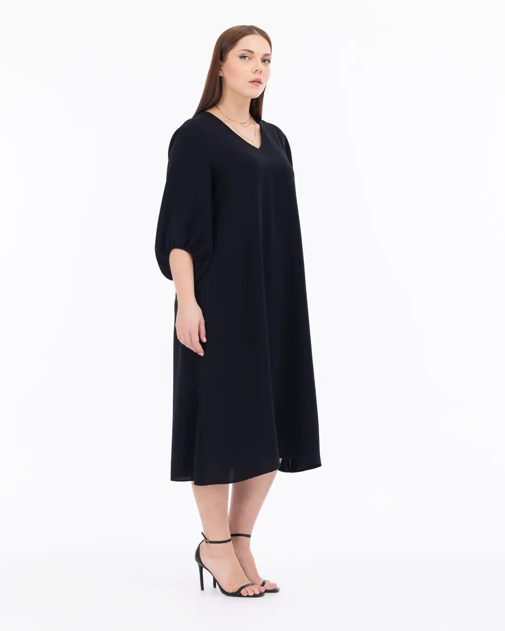 Plus Size Midi Length Three Quarter Sleeve Dress
