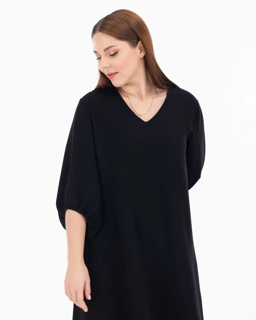 Plus Size Midi Length Three Quarter Sleeve Dress