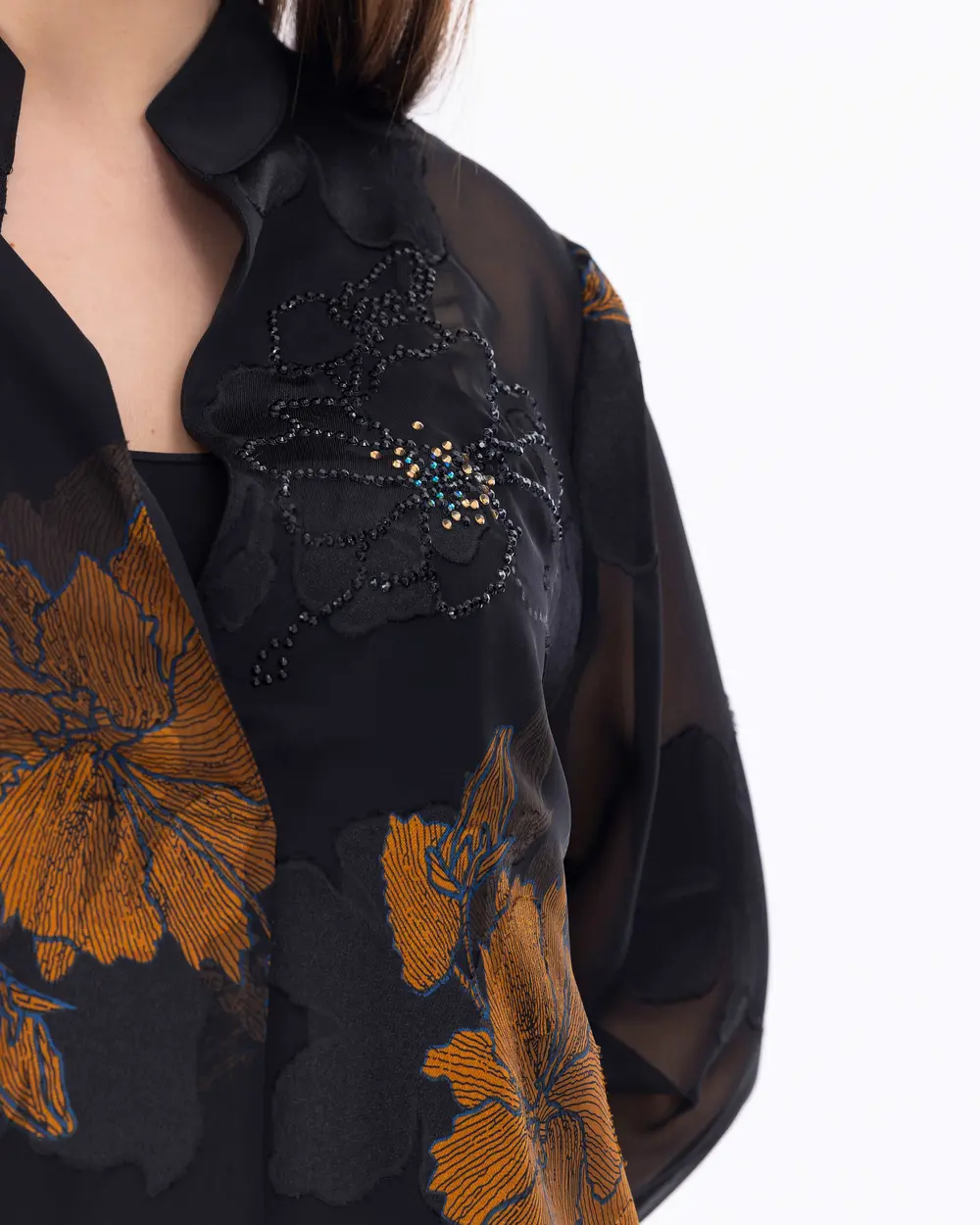 Büyük Beden Şifon Taş Detaylı Şık Tunik