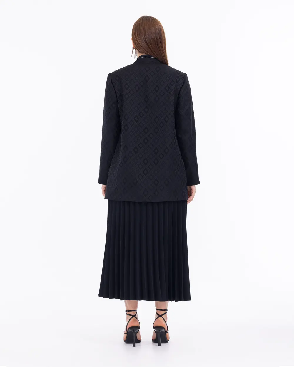 Büyük Beden Taş Detaylı Şık Ceket