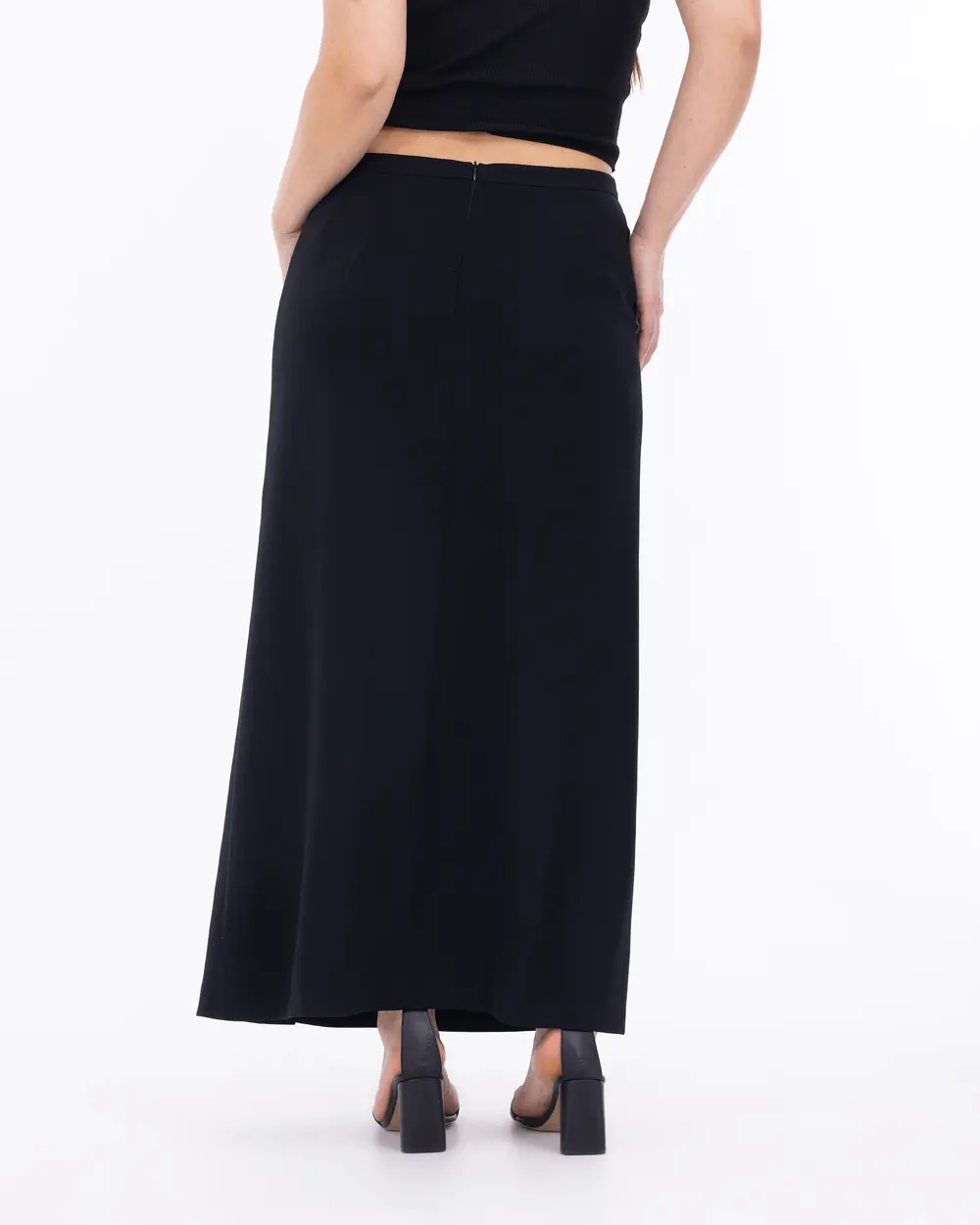 Plus Size Accessory Detail Pleated Stylish Skirt