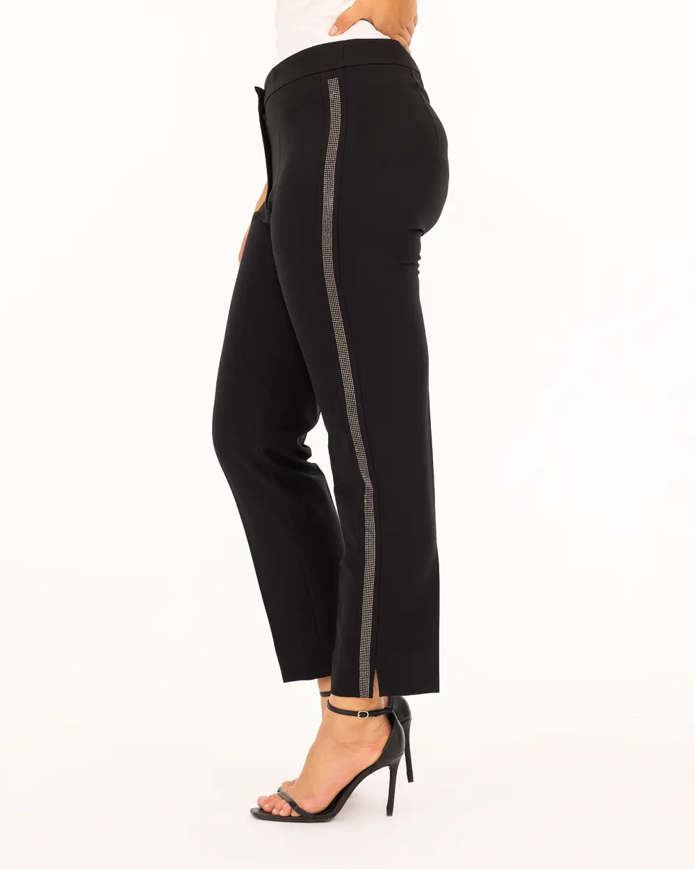 Plus Size Stone Detailed Ankle Length Trousers