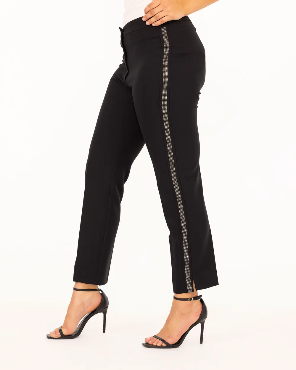 Plus Size Stone Detailed Ankle Length Trousers