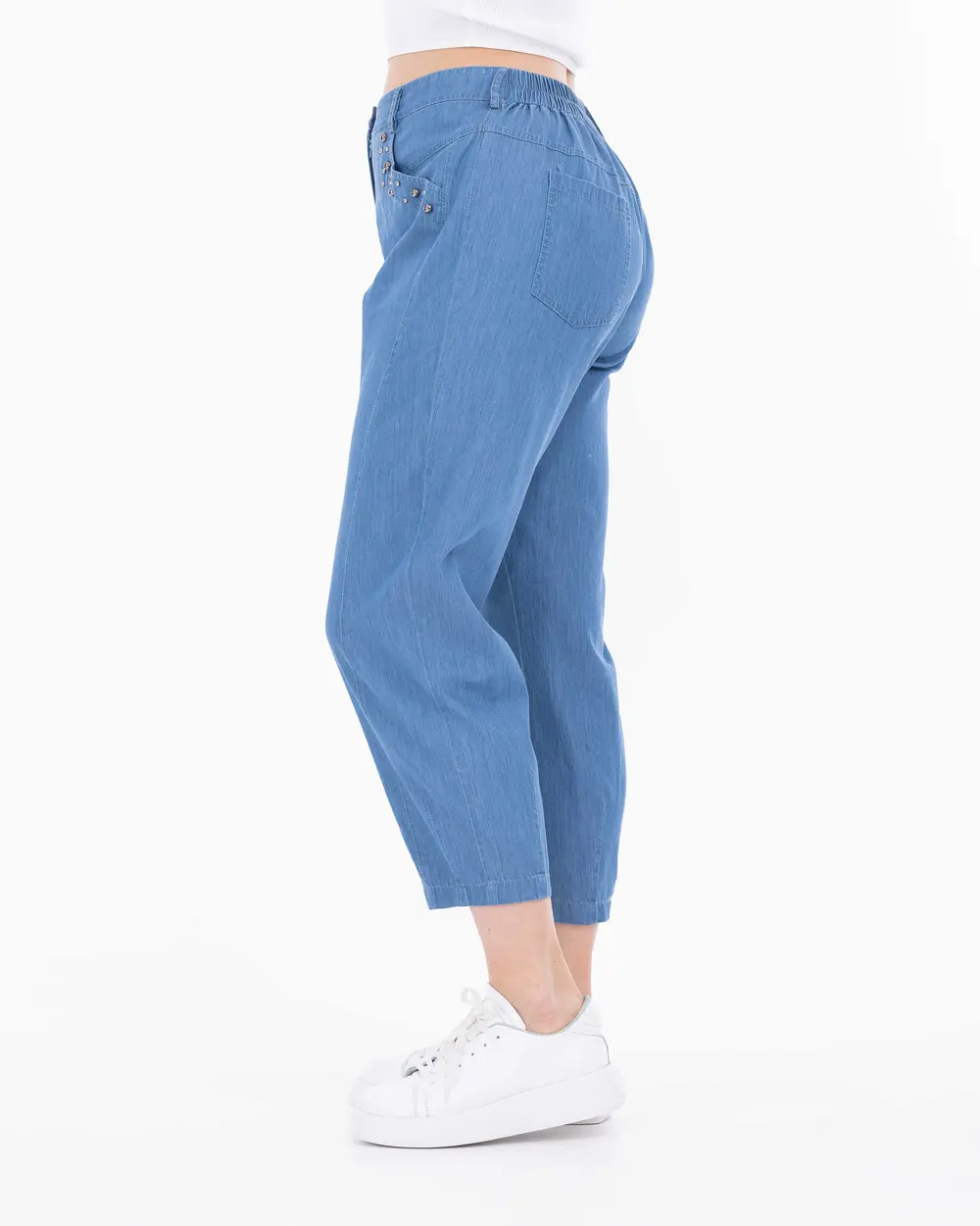 Plus Size Staple Detailed Relaxed Cut Trousers
