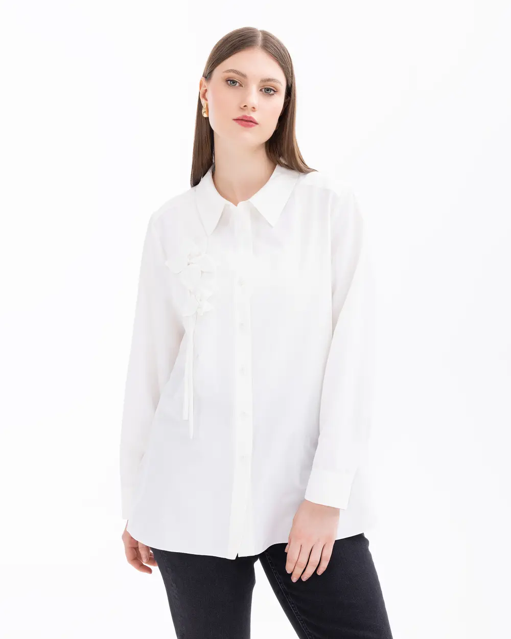 Plus Size Embroidered Shirt