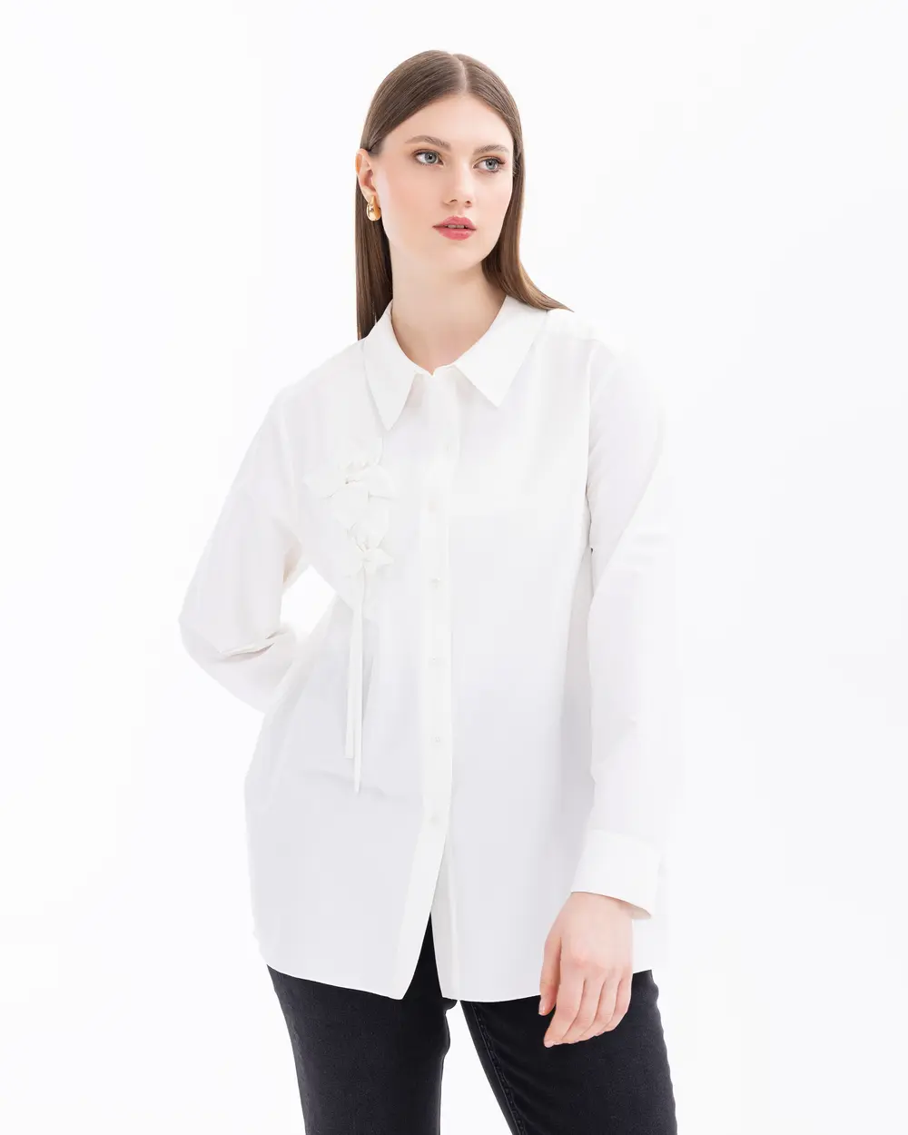 Plus Size Embroidered Shirt