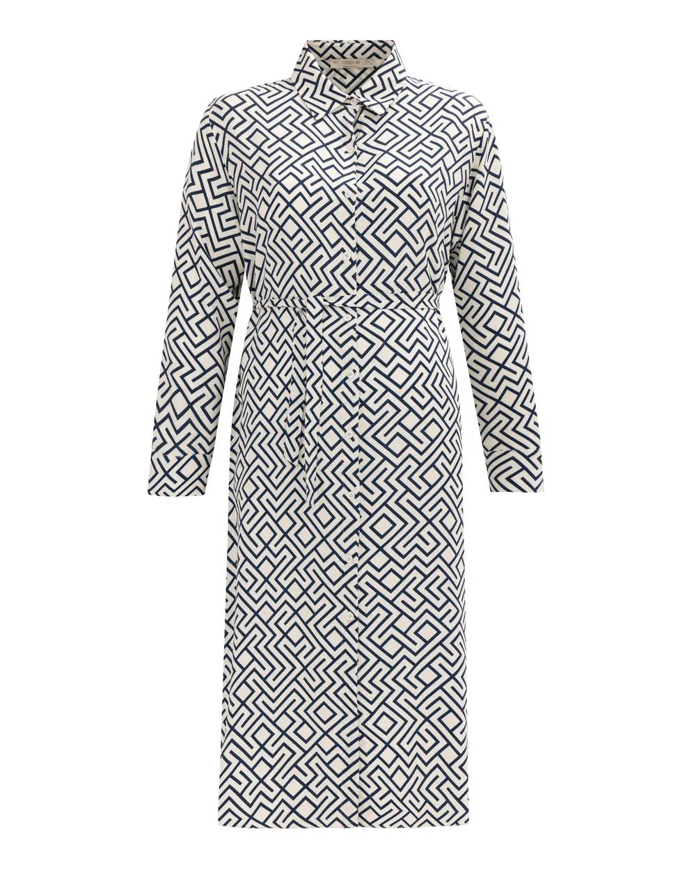 Plus Size Geometric Patterned Belted Dress