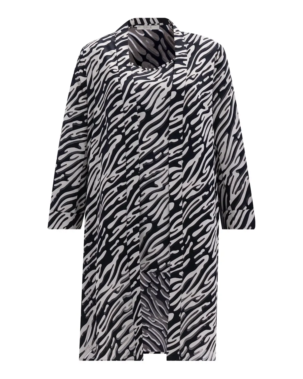 Plus Size Zebra Pattern Jacket with Inner Blouse
