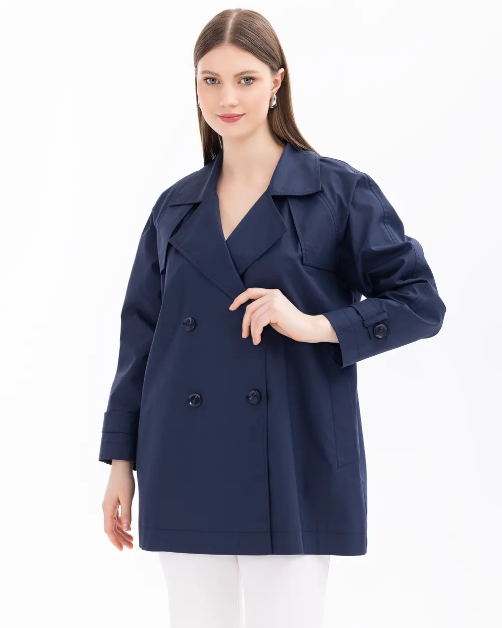 Oversized Double-breasted Collar Trench Coat