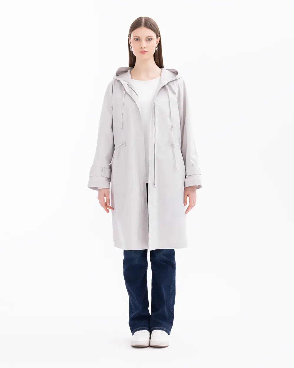 Plus Size Hooded Sports Trench Coat