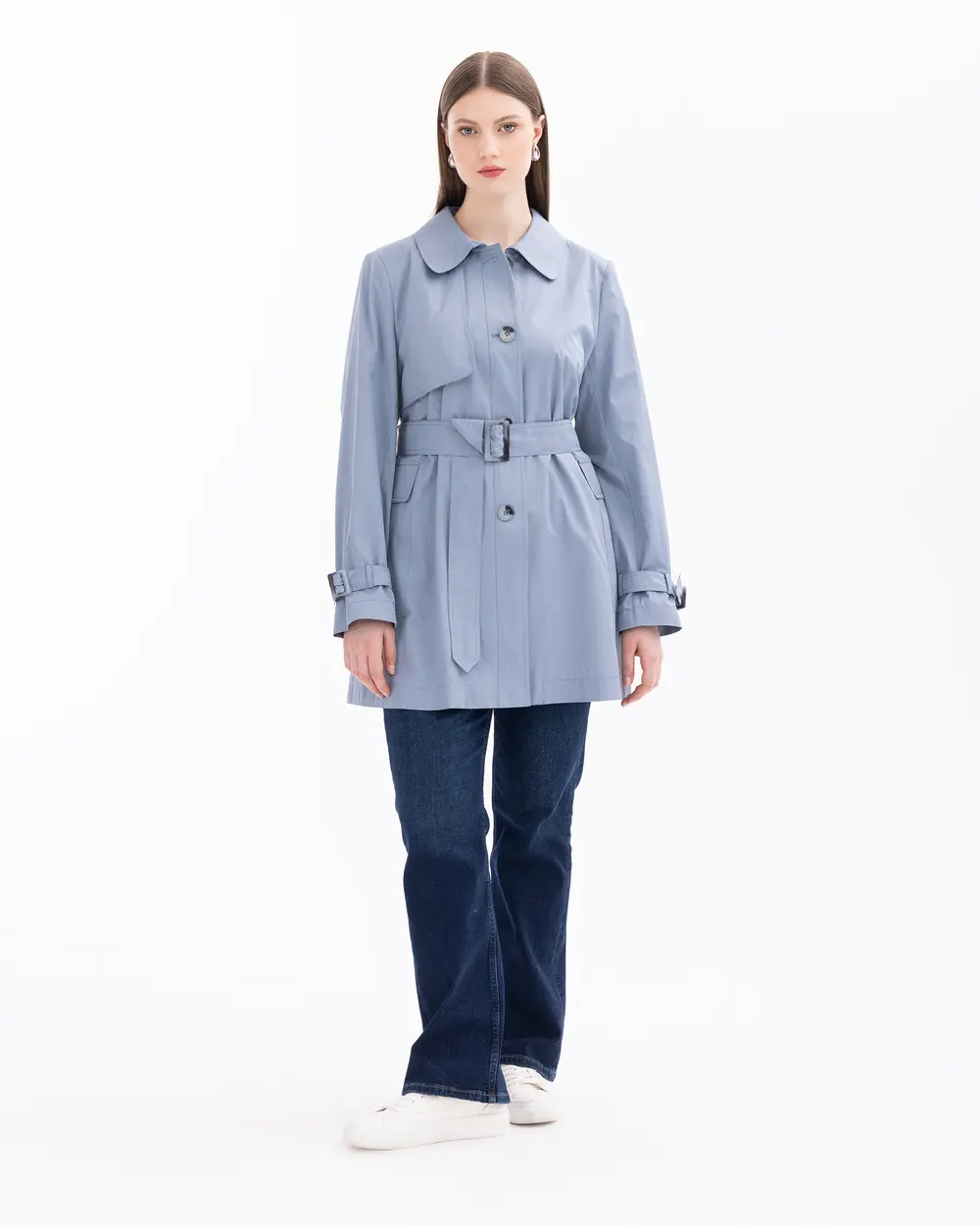 Plus Size Belted Sport Trench Coat