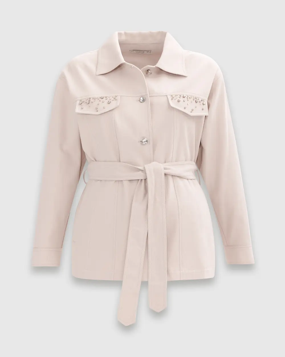 Büyük Beden Gömlek Yaka Cepli Ceket