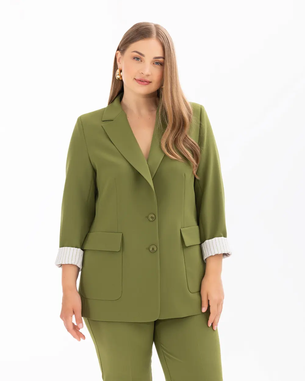 Plus Size Jacket Collar Pocket Blazer Jacket