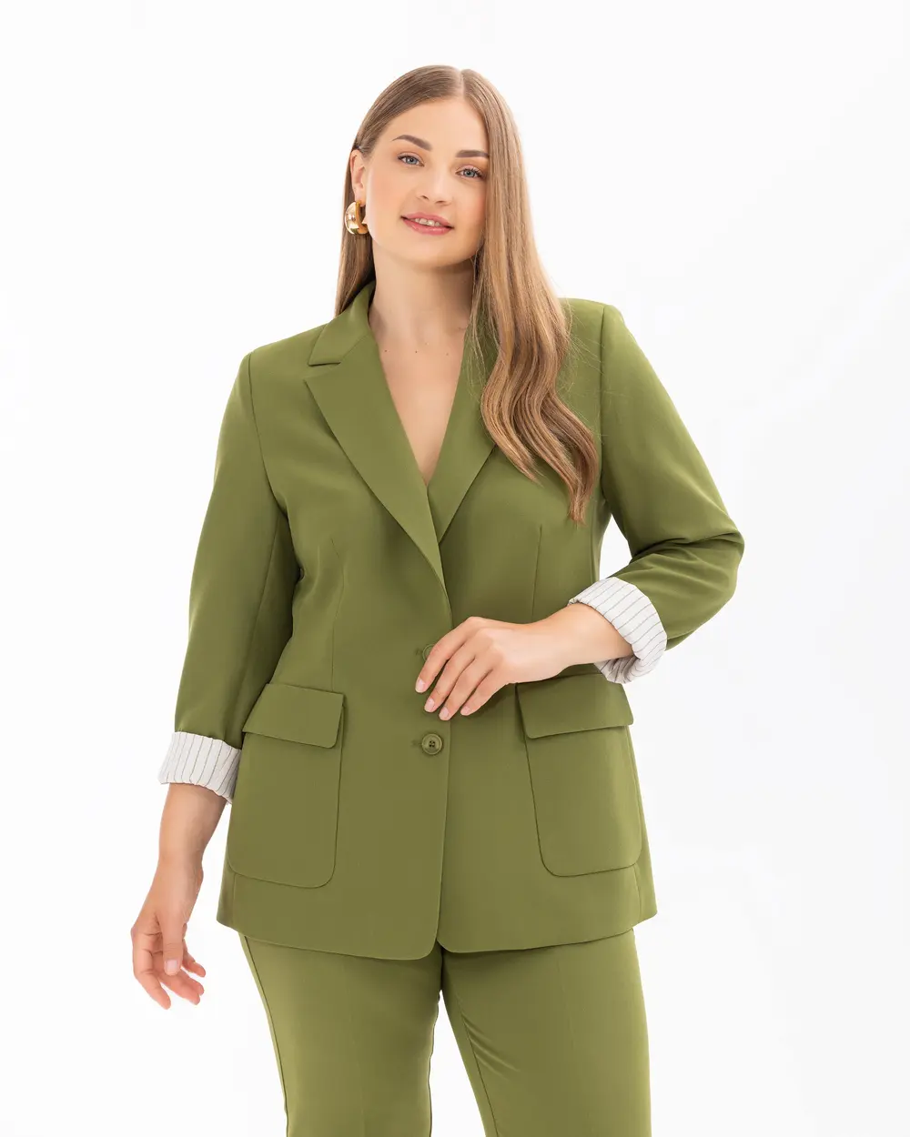 Plus Size Jacket Collar Pocket Blazer Jacket