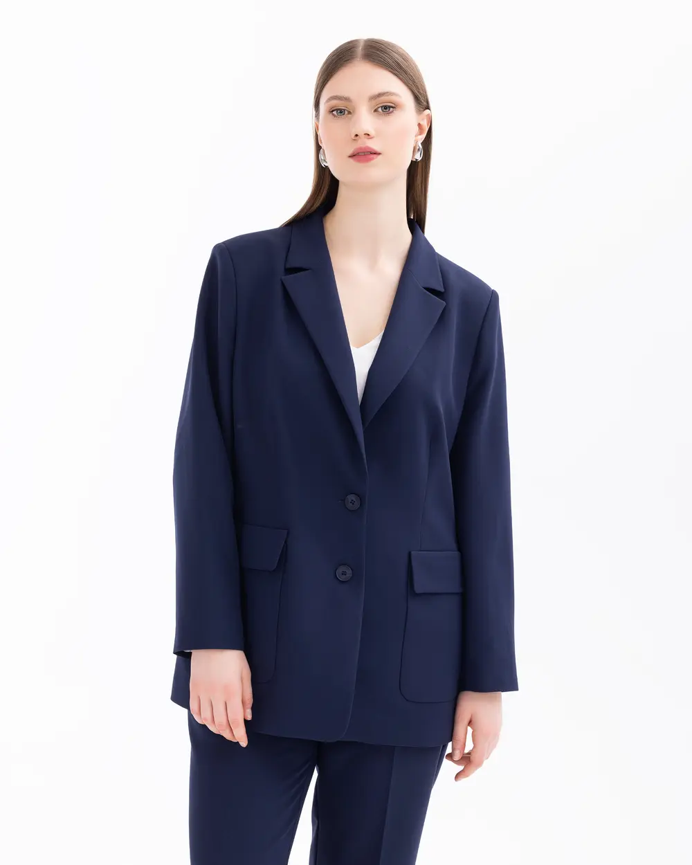 Plus Size Jacket Collar Pocket Blazer Jacket