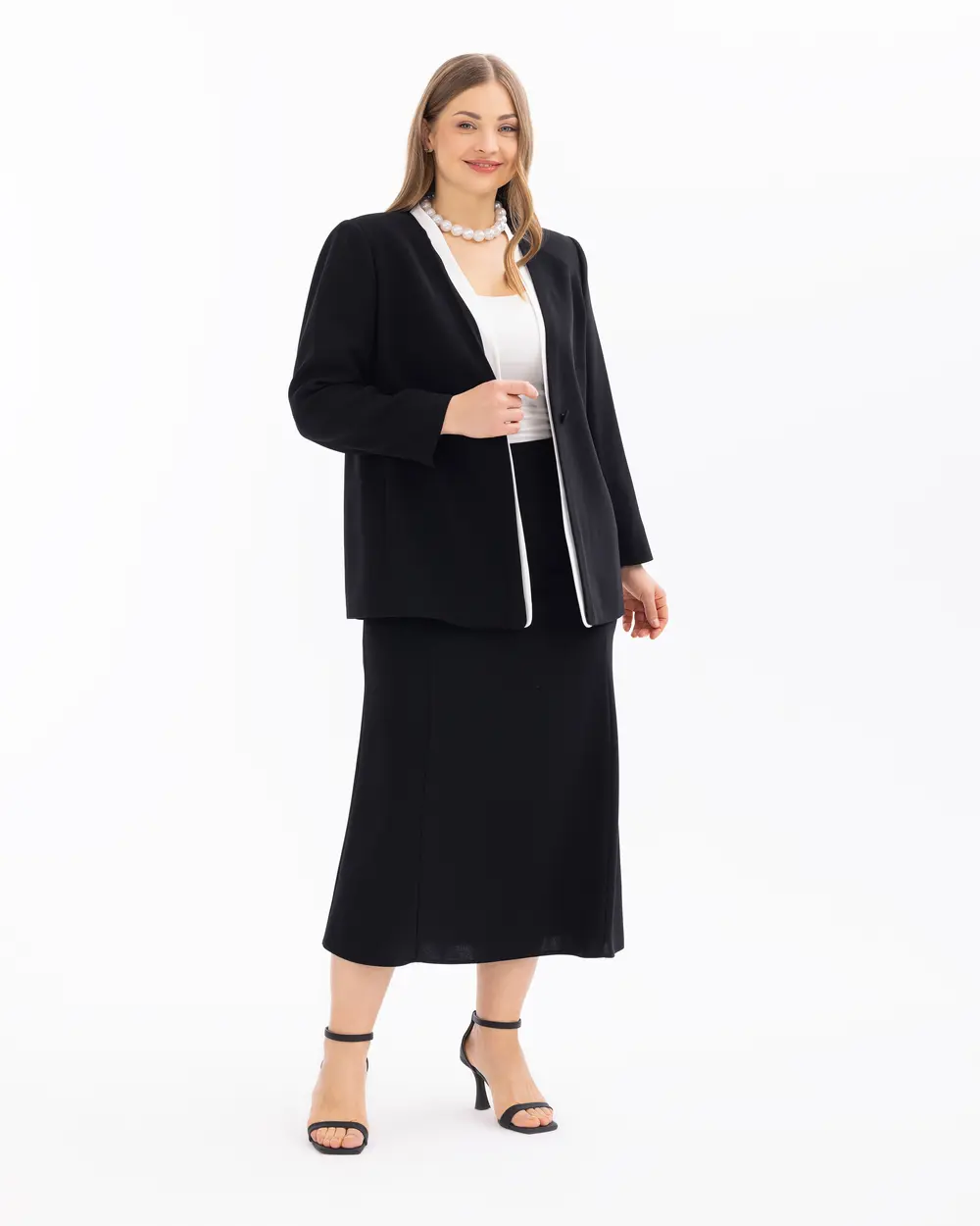 Plus Size V-Neck Woven Jacket