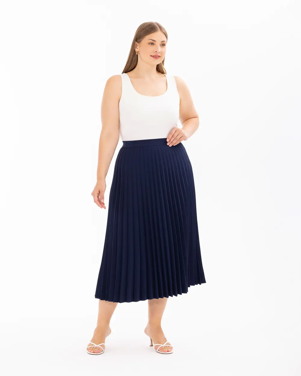 Plus Size Geometric Pleated Skirt