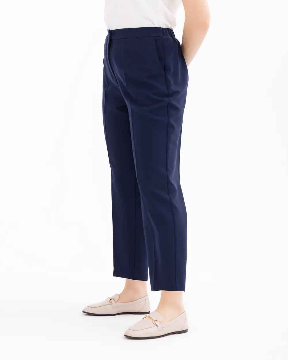 Plus Size Elastic Waist Classic Pants with Pockets