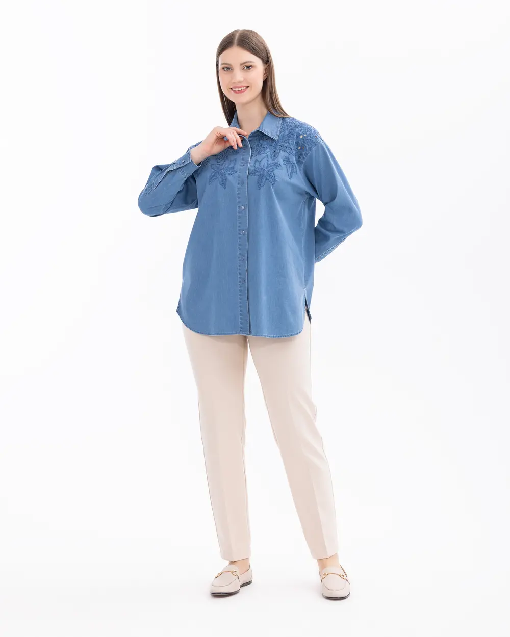 Plus Size Buttoned Long Sleeve Shirt