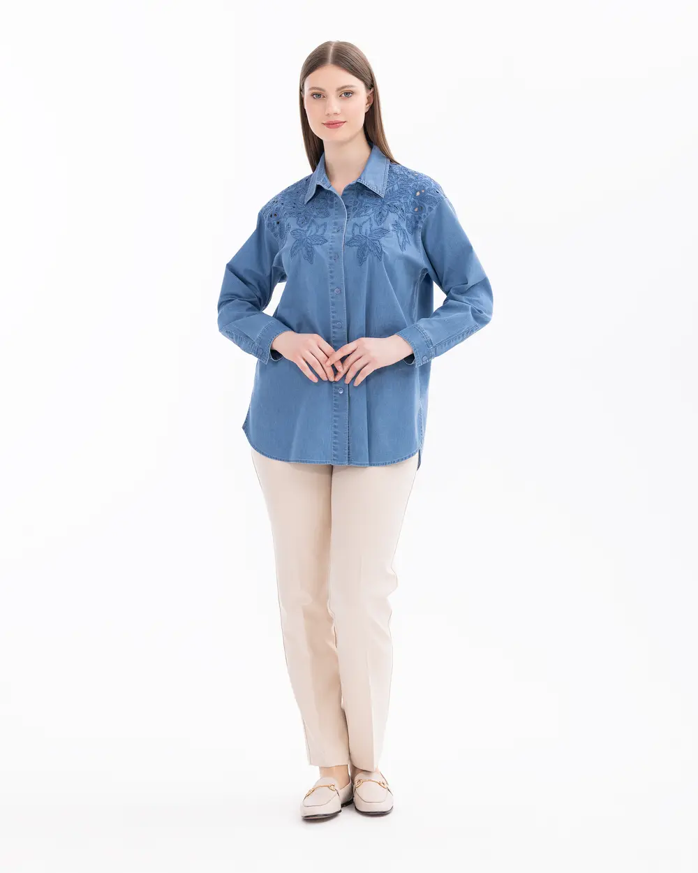 Plus Size Buttoned Long Sleeve Shirt