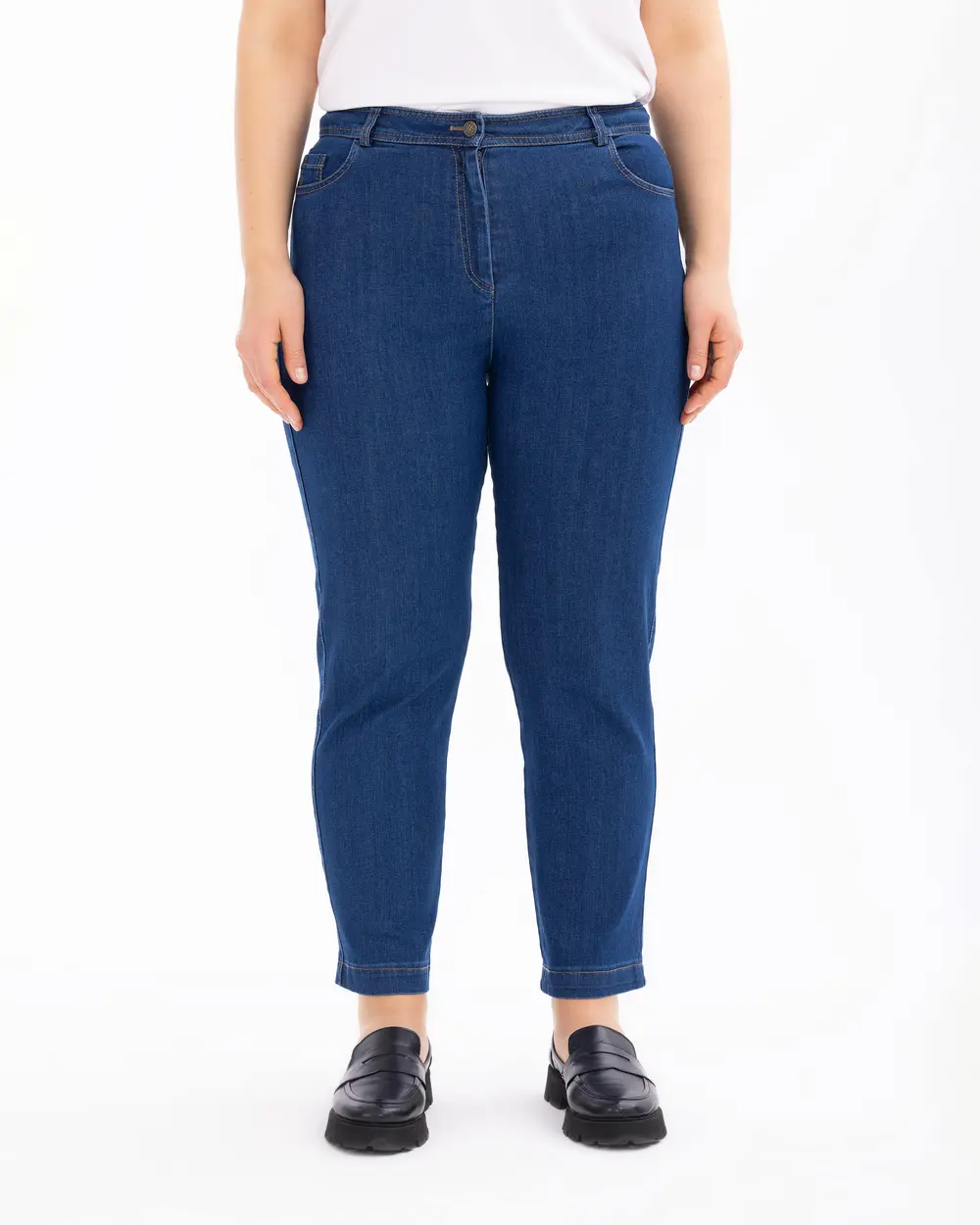 Plus Size Denim Pants with Pockets