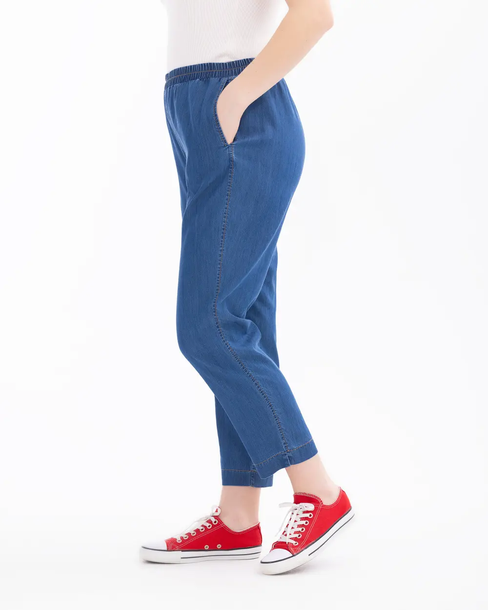 Plus Size Elastic Waist Wide Leg Pants