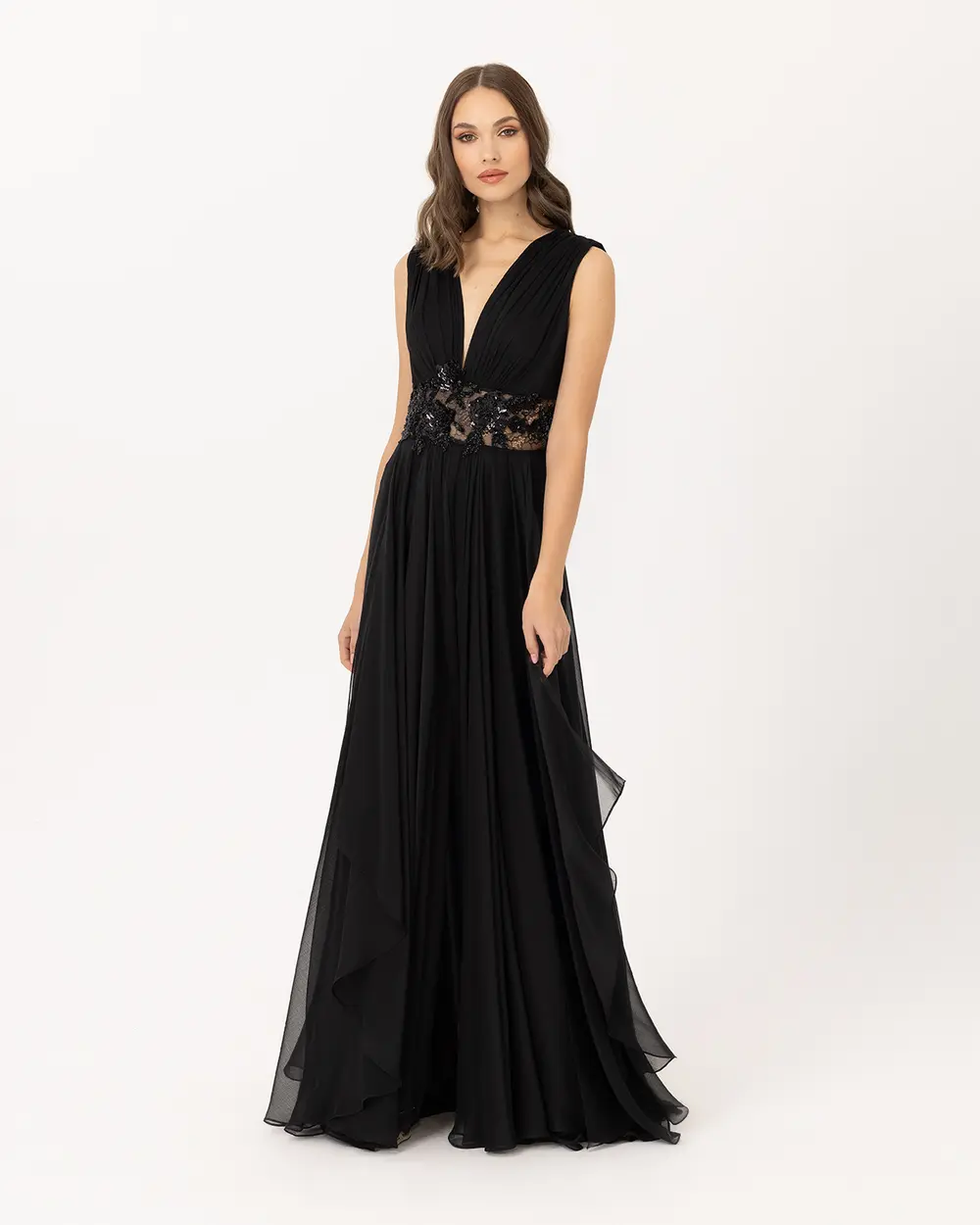 A Cut V Neck Chiffon Evening Dress