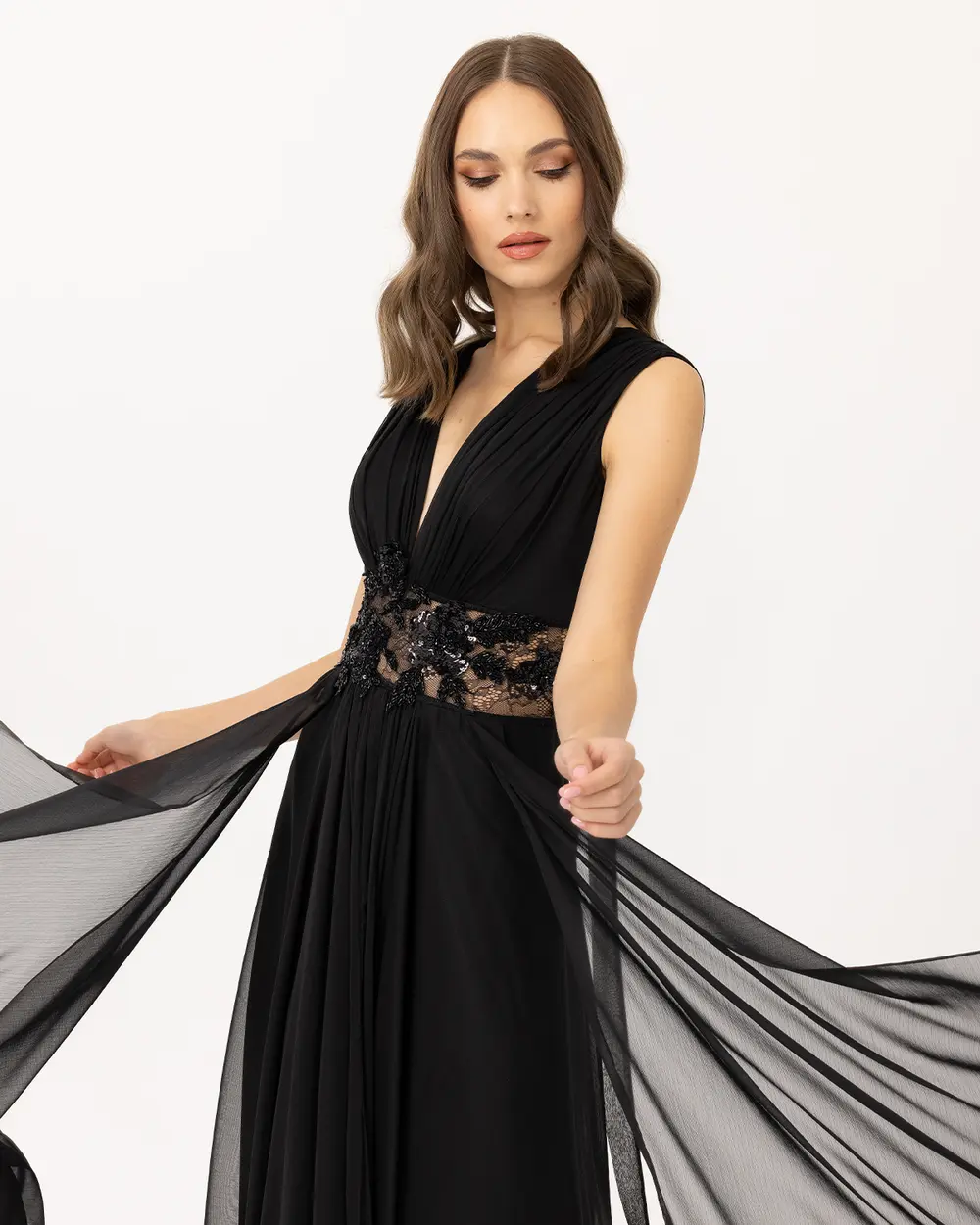 A Cut V Neck Chiffon Evening Dress