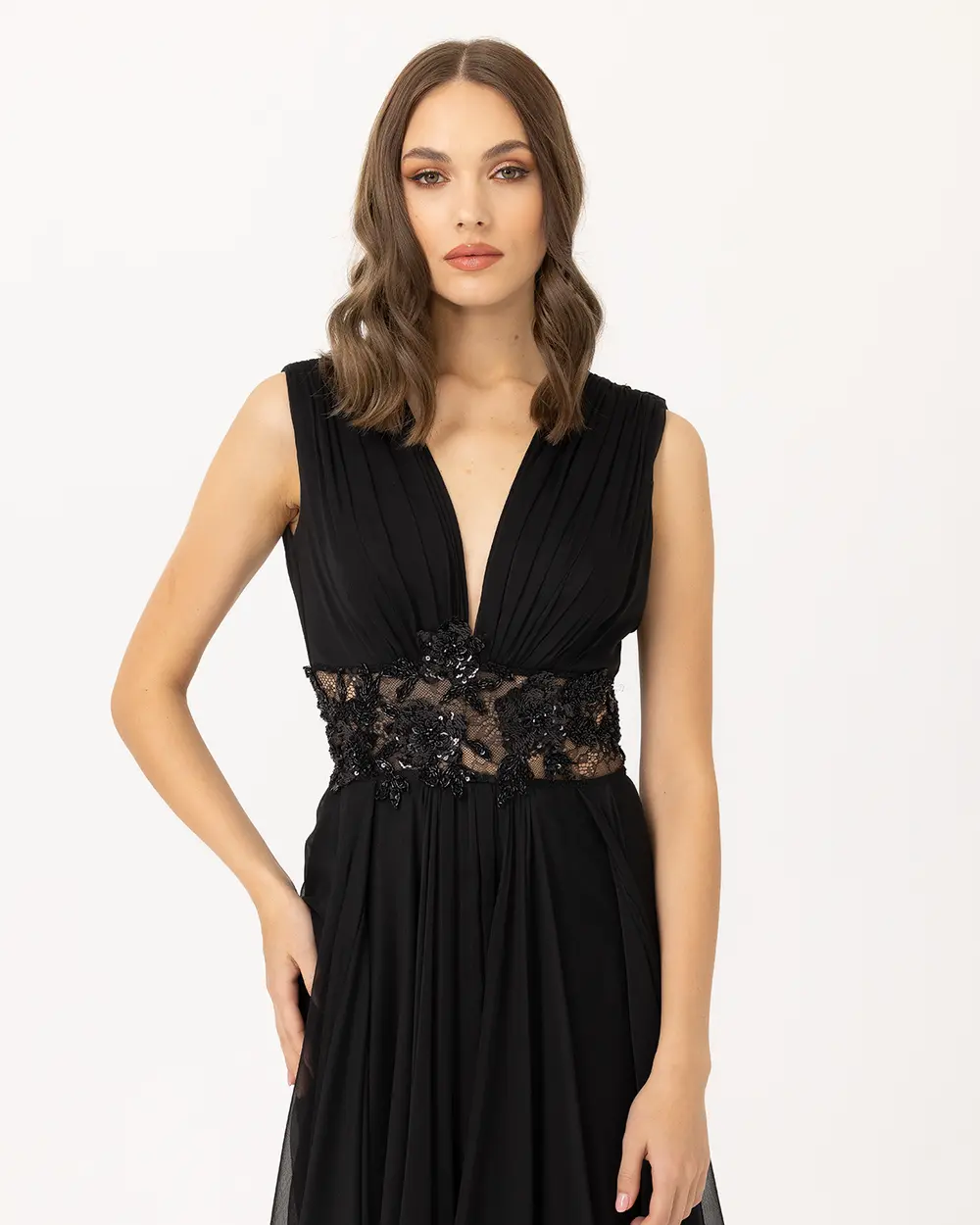 A Cut V Neck Chiffon Evening Dress