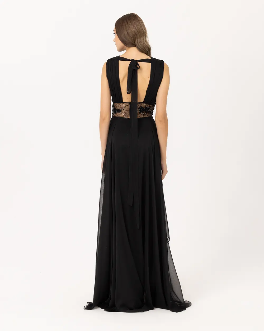 A Cut V Neck Chiffon Evening Dress
