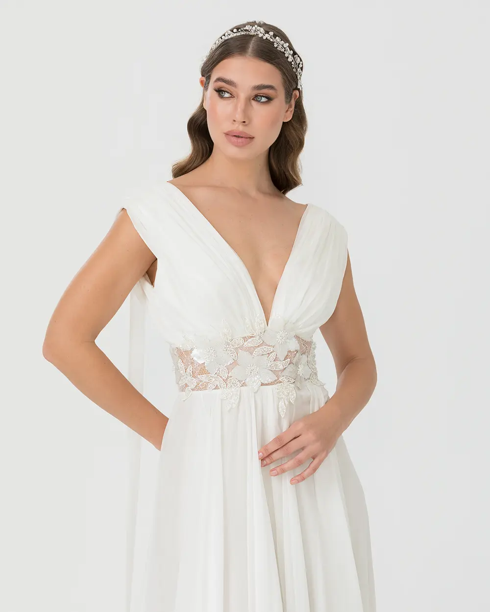 A Kesim V Yaka Şifon Abiye