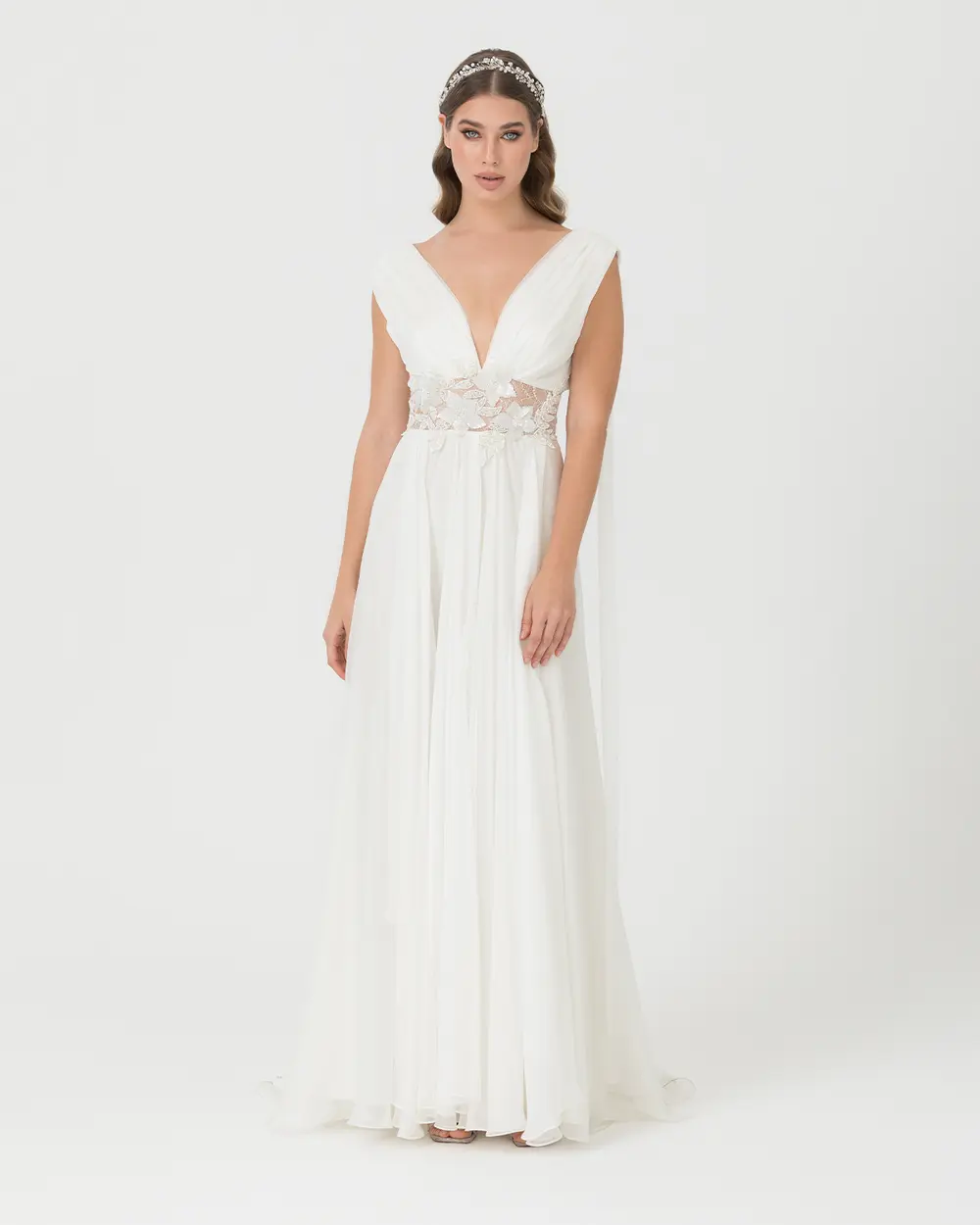 A Kesim V Yaka Şifon Abiye