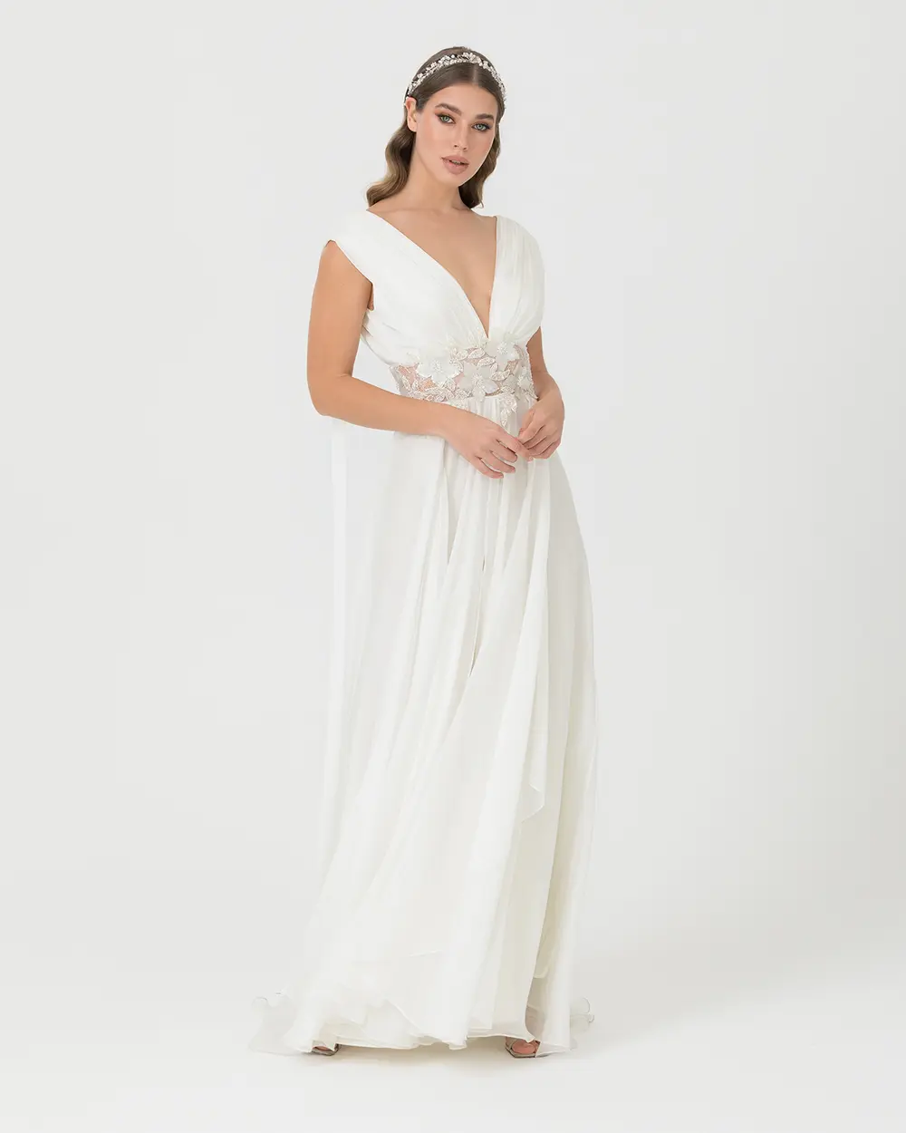 A Kesim V Yaka Şifon Abiye