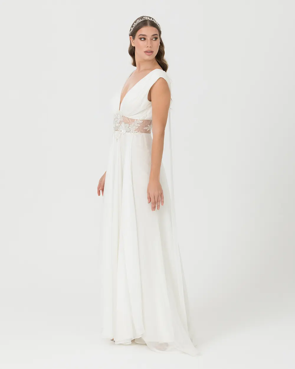 A Kesim V Yaka Şifon Abiye