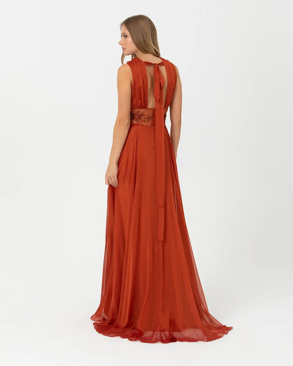 A Kesim V Yaka Şifon Abiye