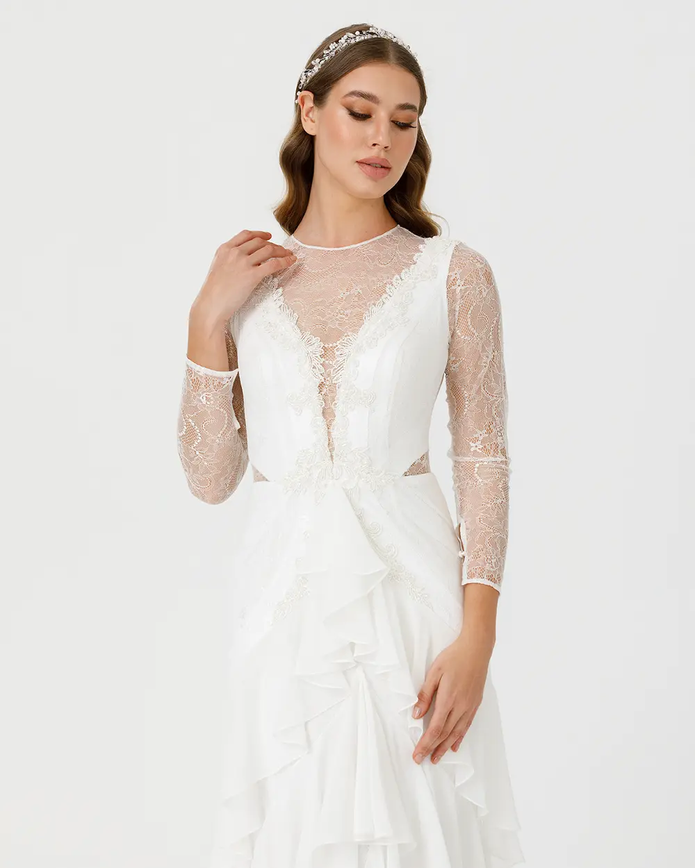 A Kesim Sıfır Yaka Şifon Abiye