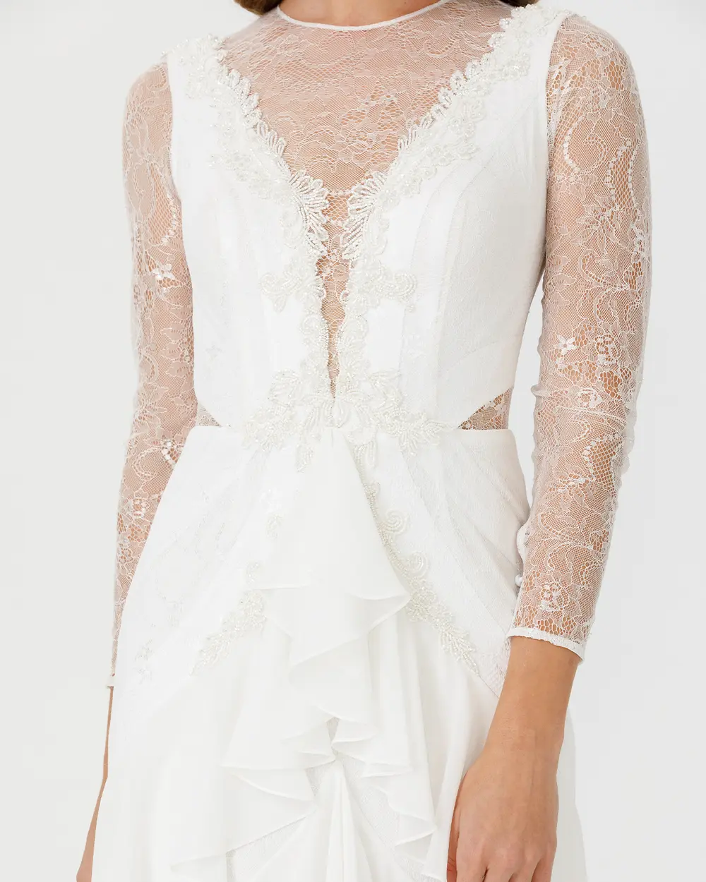 A Kesim Sıfır Yaka Şifon Abiye