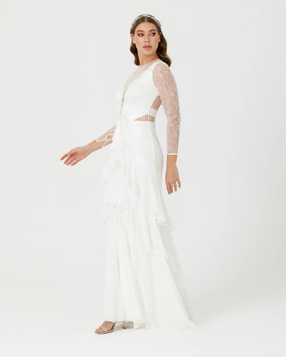 A Kesim Sıfır Yaka Şifon Abiye