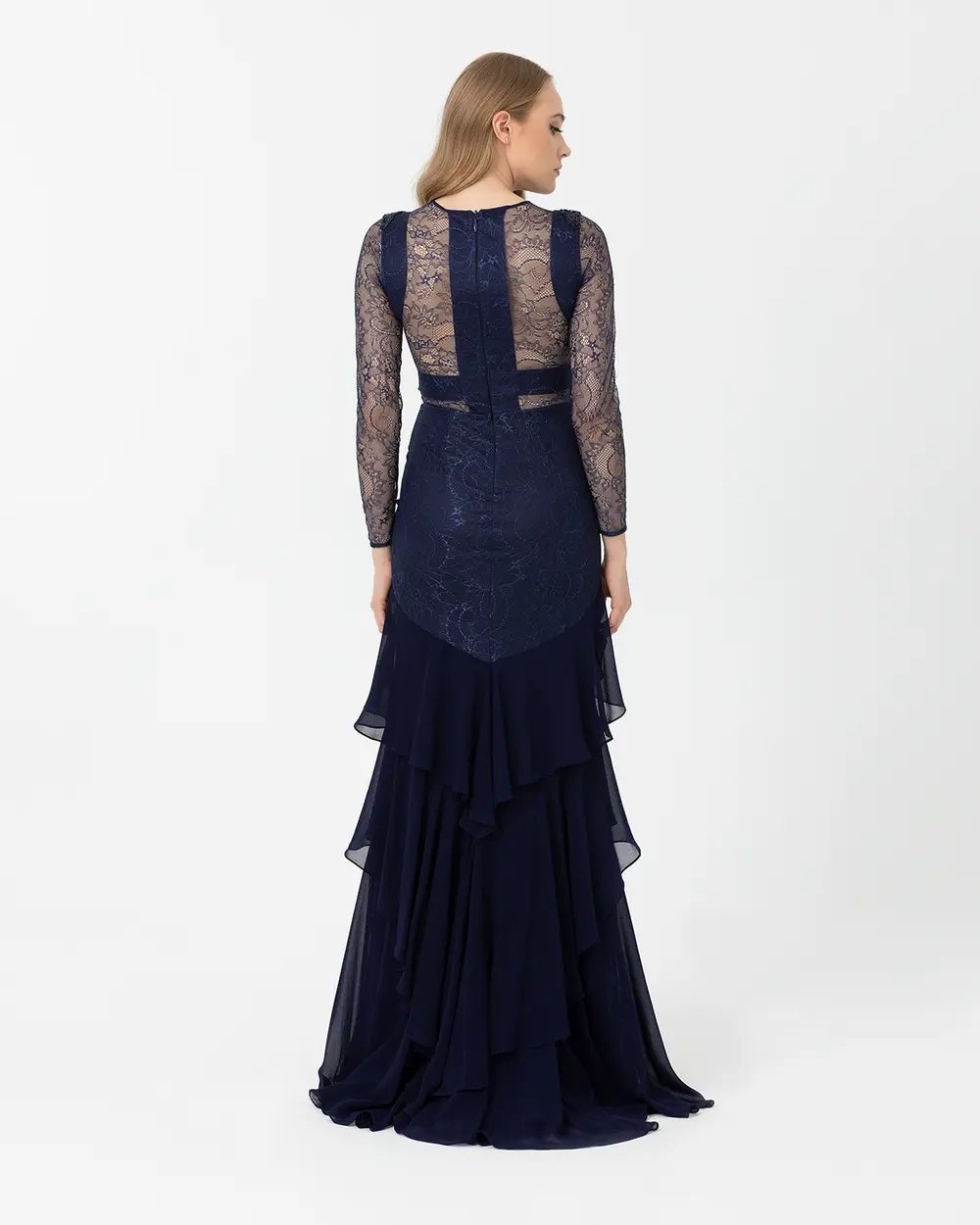 A Kesim Sıfır Yaka Şifon Abiye