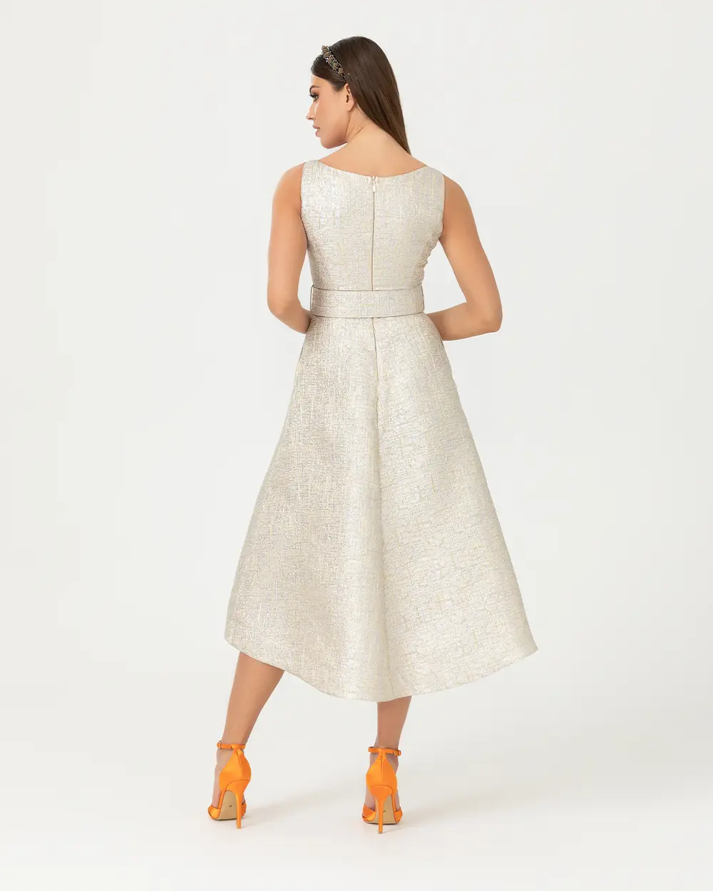 Belted Sleeveless Evening Dress
