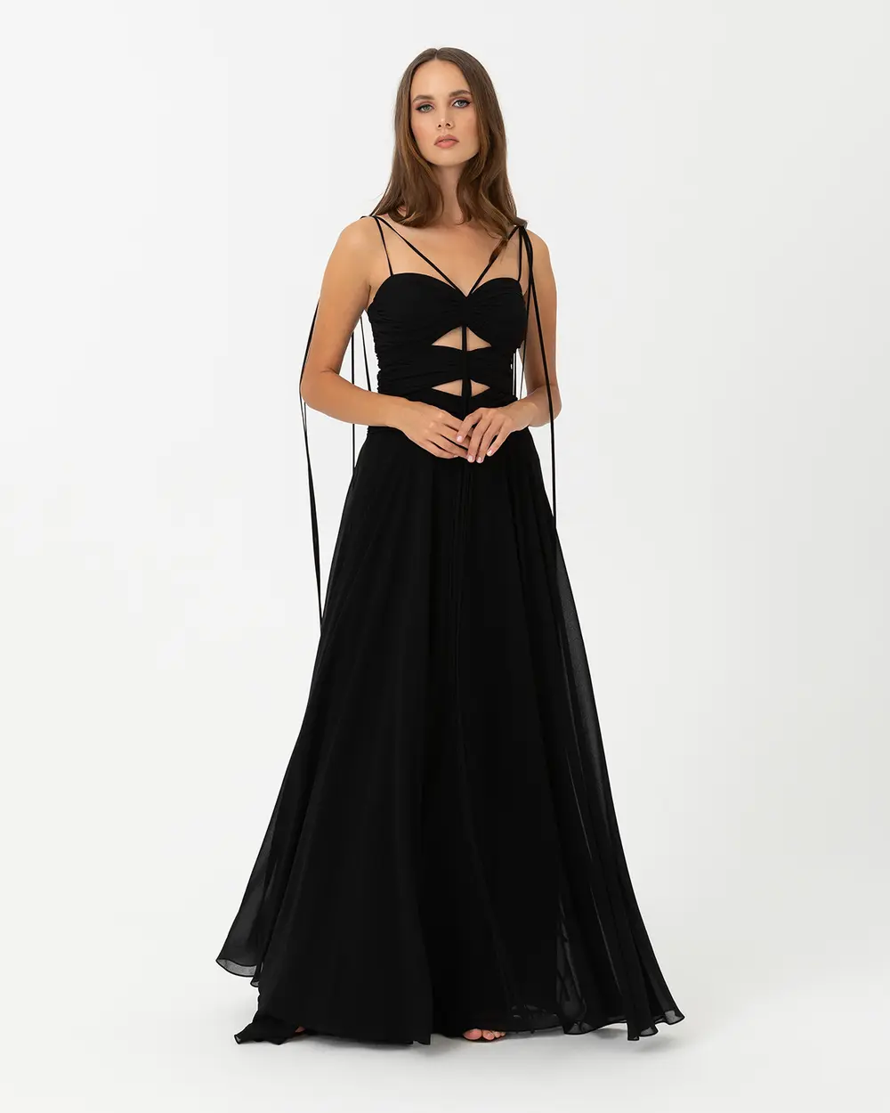 Kalp Yaka Şifon Abiye