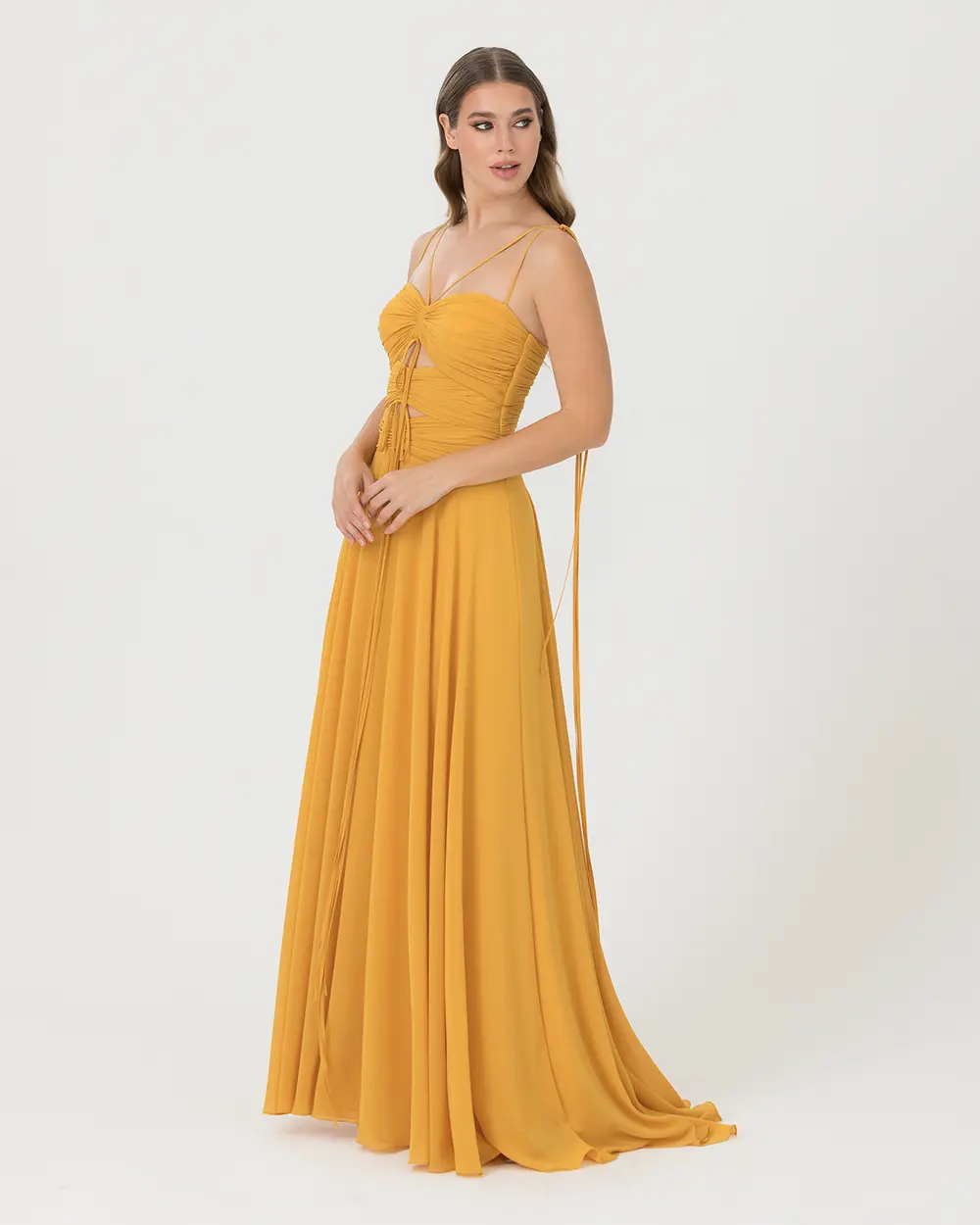 Kalp Yaka Şifon Abiye