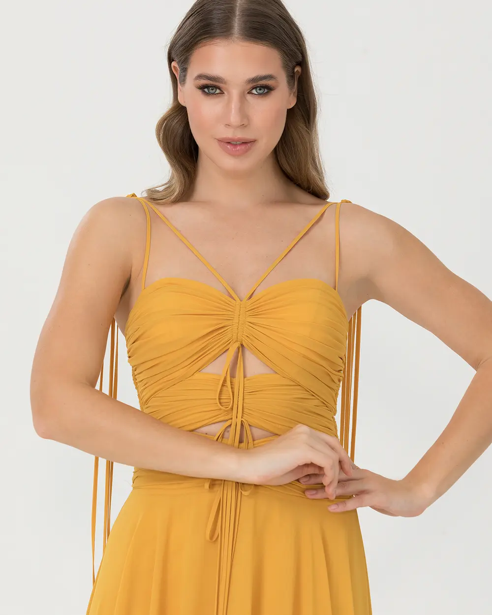 Kalp Yaka Şifon Abiye