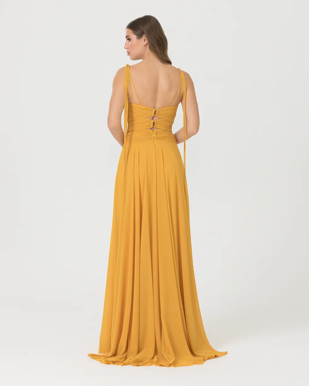 Kalp Yaka Şifon Abiye