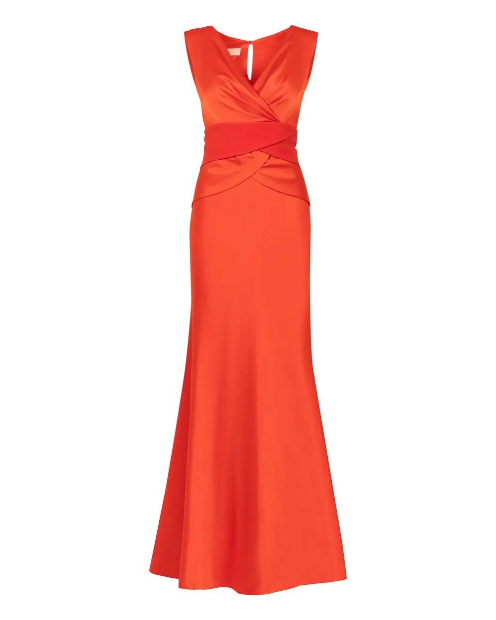 V Neck Sleeveless Crepe Evening Dress