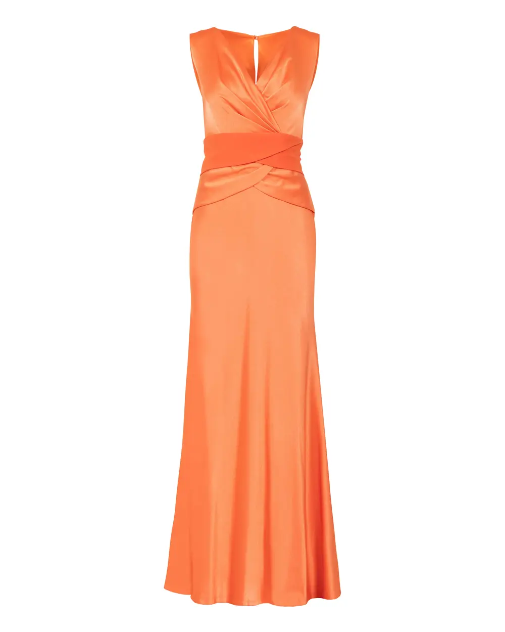  V Neck Sleeveless Crepe Evening Dress