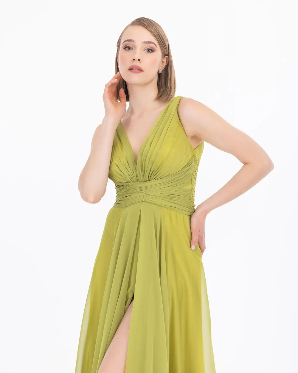 Yırtmaçlı Maxi Boy V Yaka Abiye