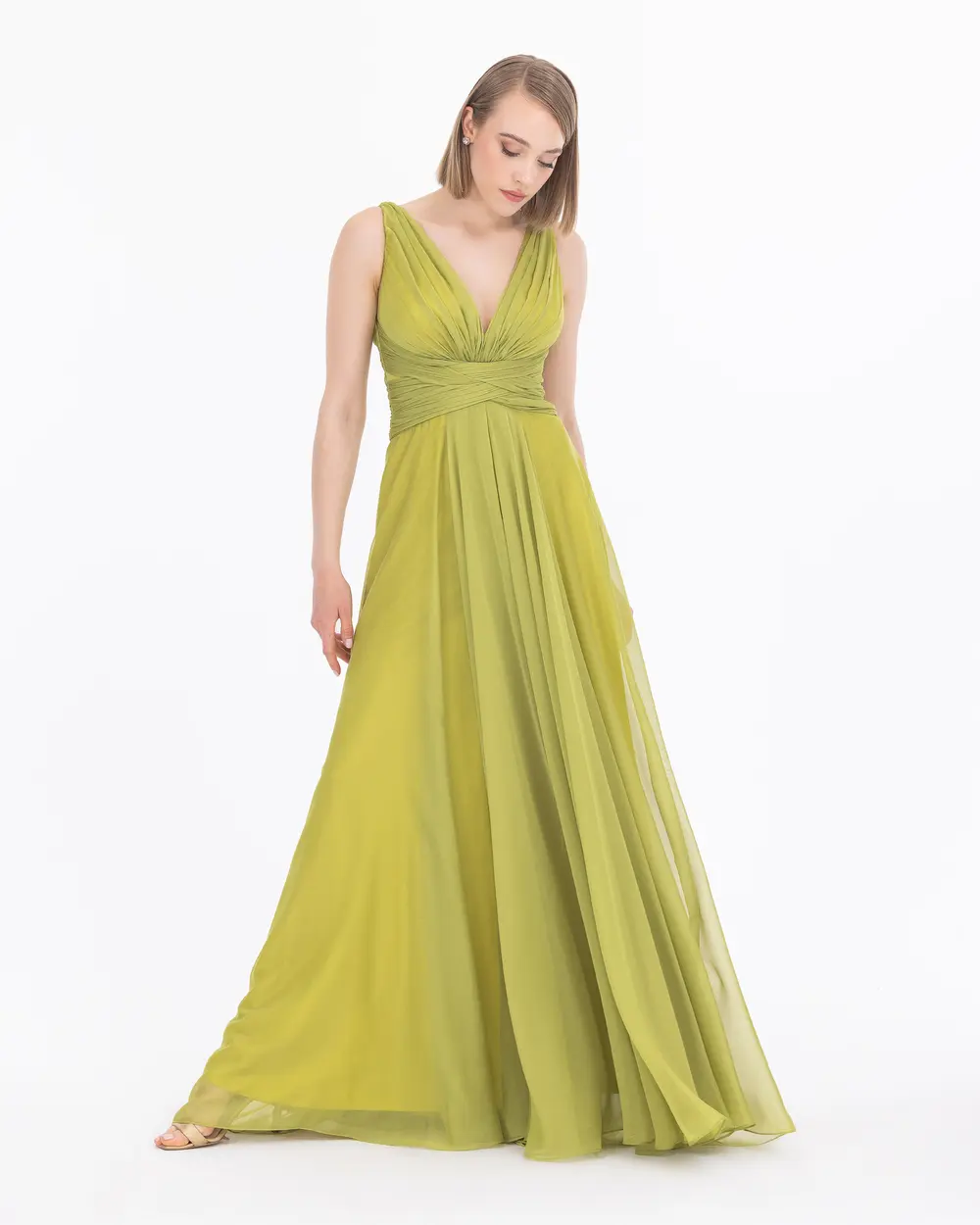 Yırtmaçlı Maxi Boy V Yaka Abiye