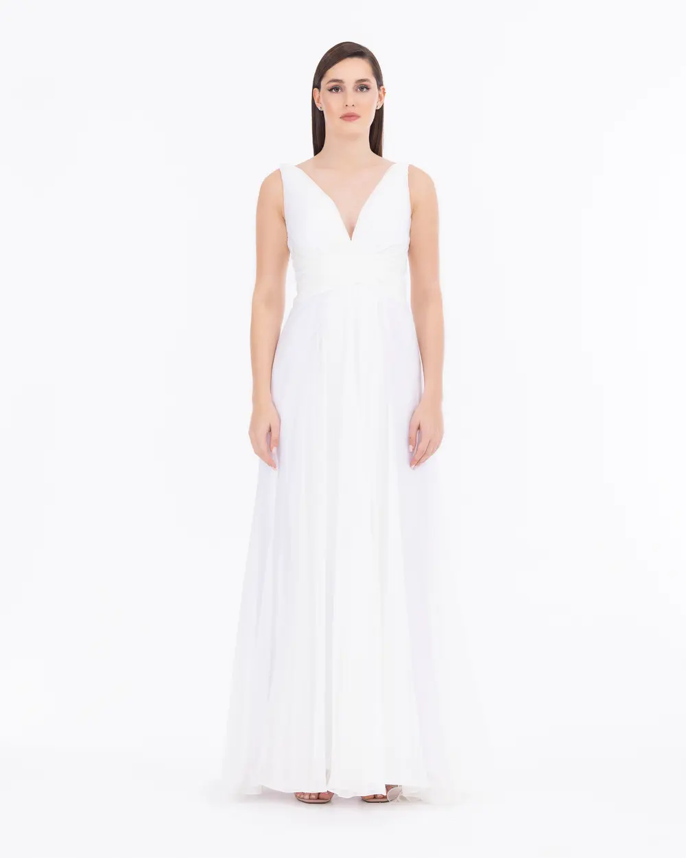 Slit Maxi Length V-Neck Evening Dress