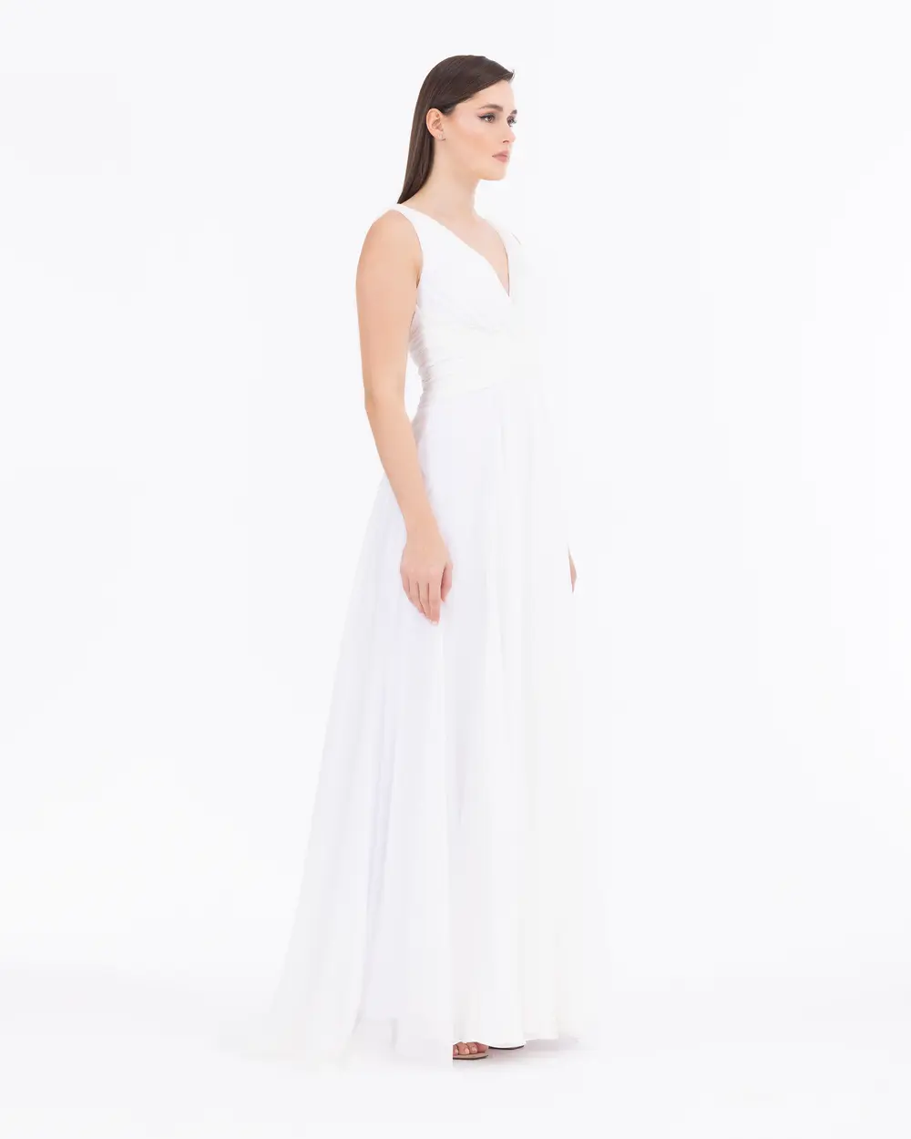 Slit Maxi Length V-Neck Evening Dress